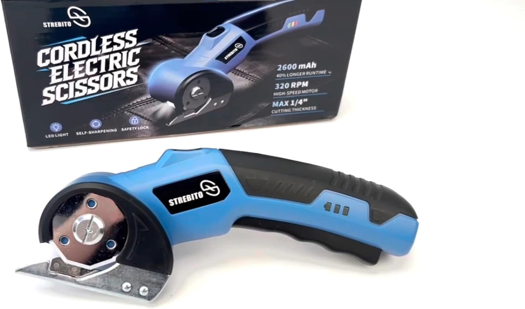 STREBITO Cordless Electric Scissors, 4V Electric Box Cutter for Cardboard