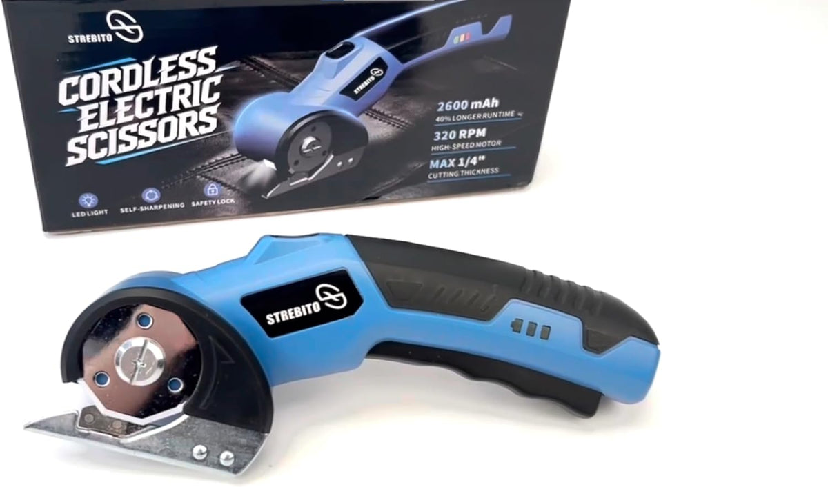 STREBITO Cordless Electric Scissors, 4V Electric Box Cutter for Cardboard