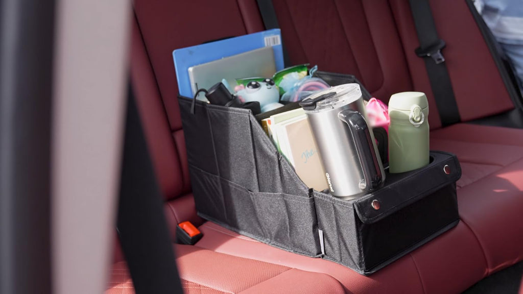 MULISOFT Car Backseat Organizer with 11 Compartments & 2 Cup Holders, Black