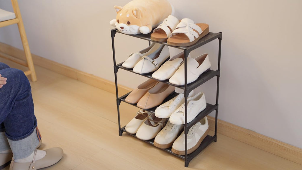 Autonomier 4 Tier Extra Small Shoe Rack (16.3" Wide), Space Saver Shelf