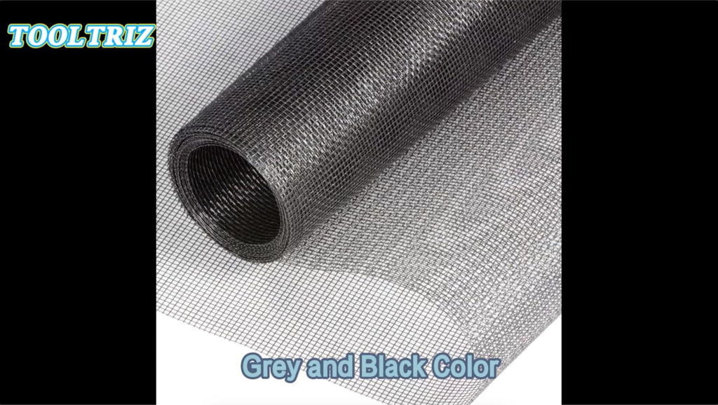 Windows Screen and Screen Door Repair Kit, 48"x118" Charcoal Fiberglass Mesh with Rolling Tool/Hook/Ruler/Cutter/Spline - Window Screen & Sliding Screen Door Replacement for Windows, TOOLTRIZ