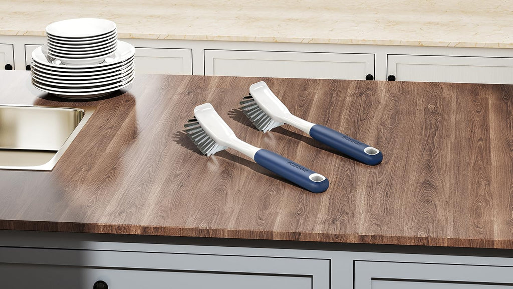 ROSEOK Dish Brush, Dish Scrubber, Nylon Bristles with Built-in Scraper