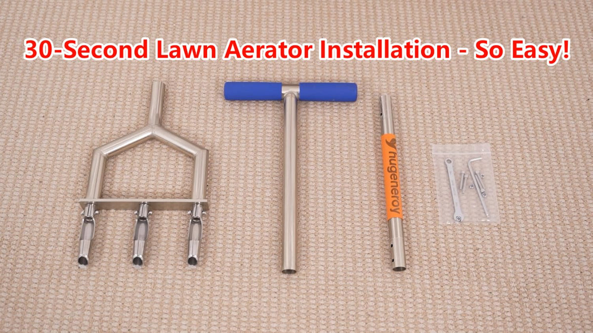 Heavy Duty Steel Hollow Tine Core Aerator for Clay Soil, Non-Clog - Blue