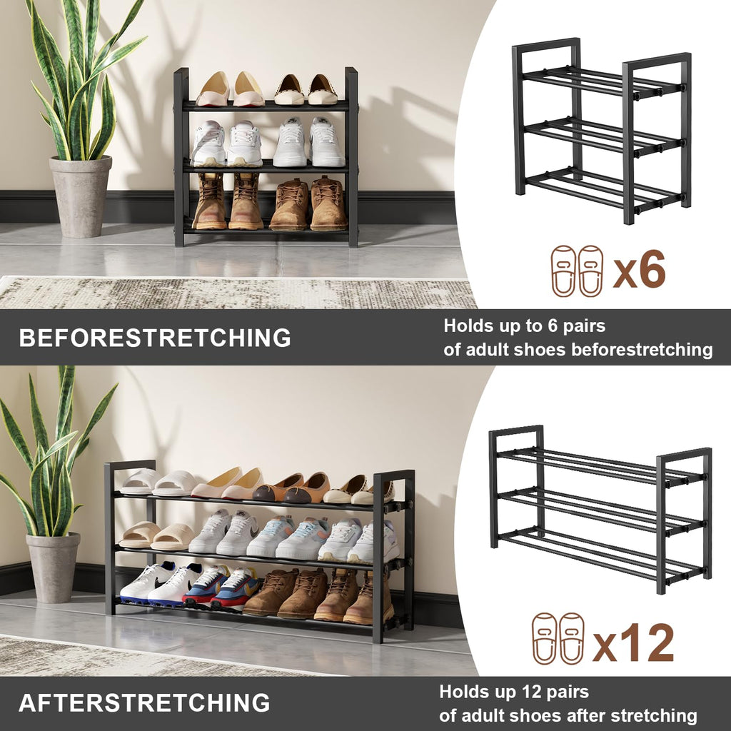 Expandable Shoe Rack, Heavy Duty Metal Shoe Organizer for Closet