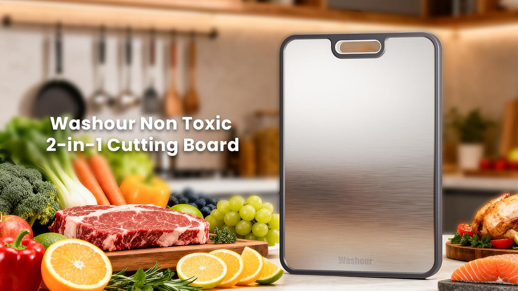 Titanium Cutting Board for Kitchen 16" x 11", 2-in-1 Non-Slip