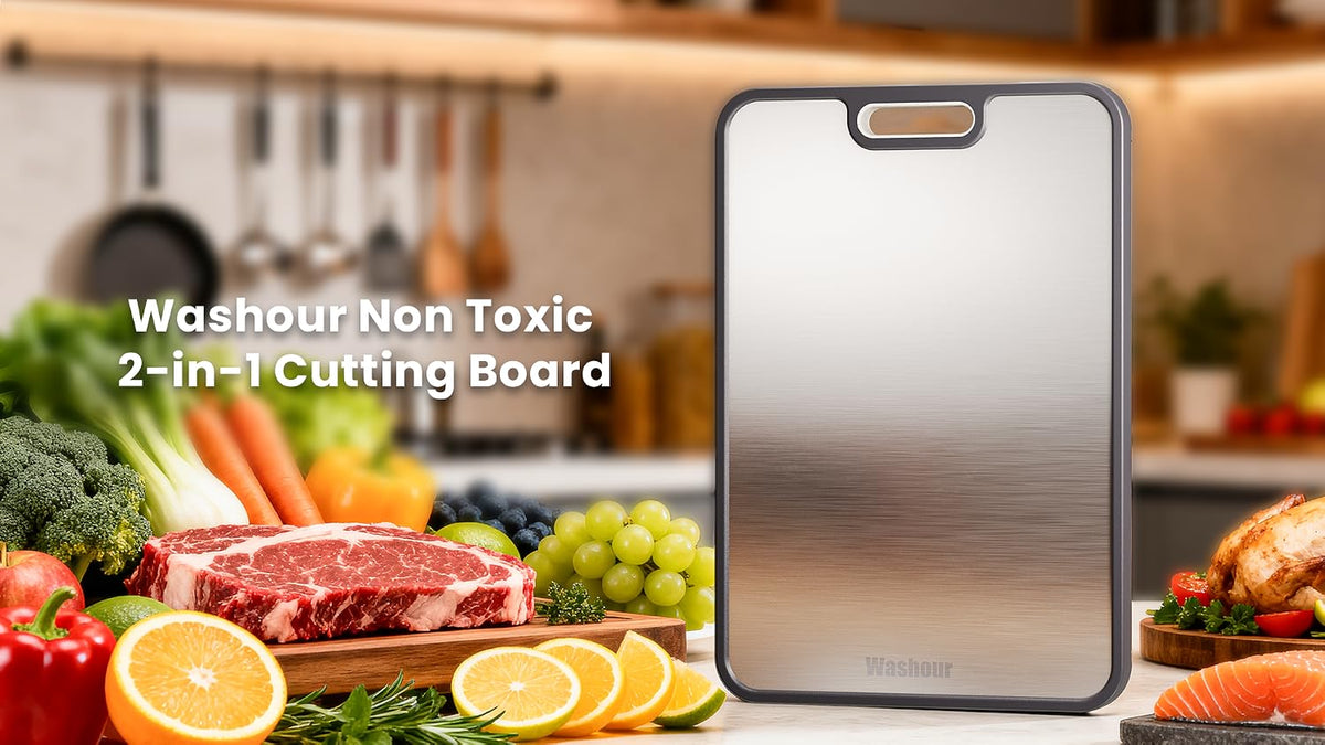 Titanium Cutting Board for Kitchen 16" x 11", 2-in-1 Non-Slip