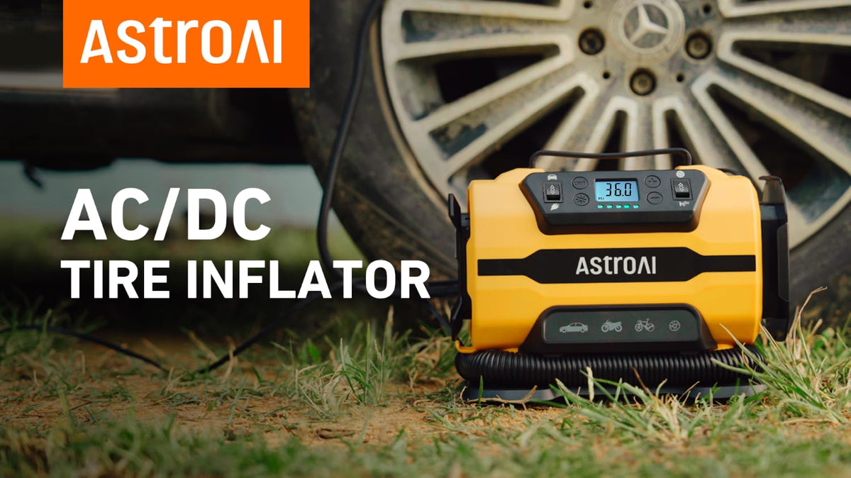 AstroAI Tire Inflator Portable Air Compressor, 12V DC/120V AC Dual Power
