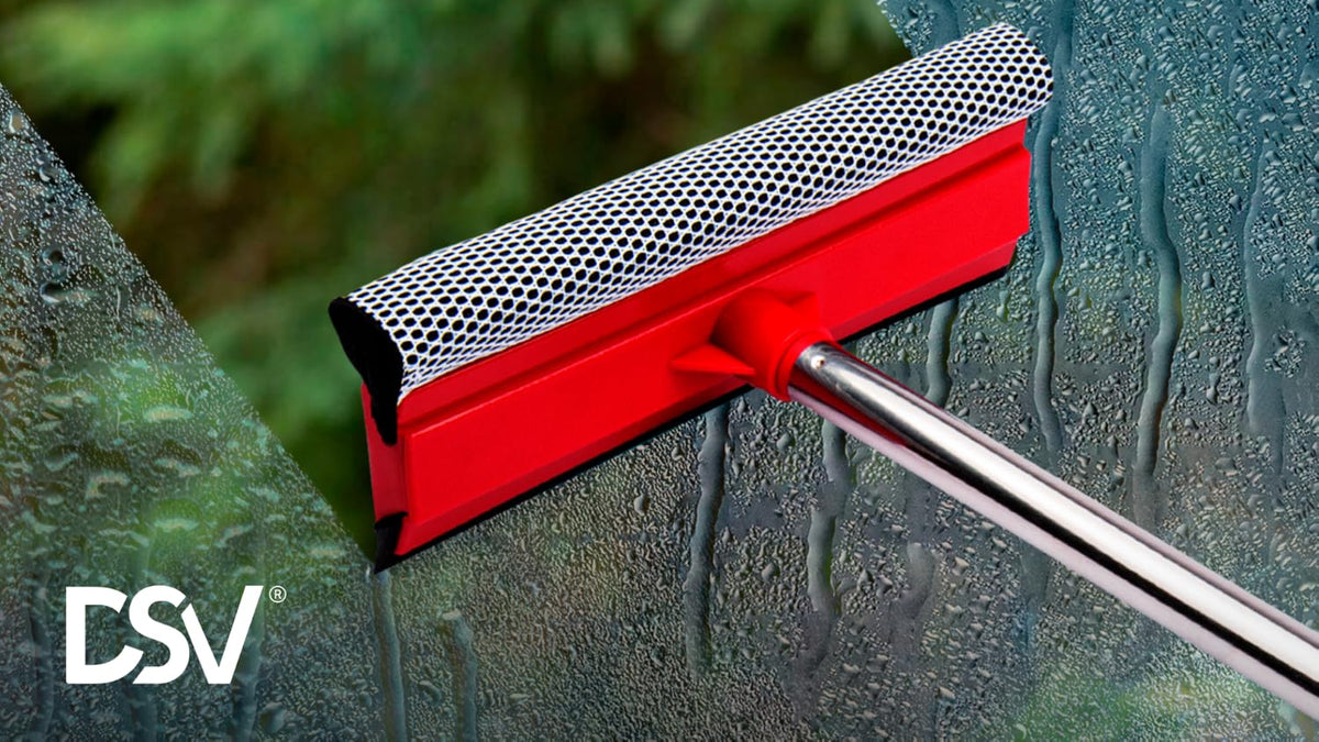 DSV Professional Squeegee for Window Cleaning with Long 55" Extension Handle, Window Cleaning Kit, 2-in-1 Window Squeegee, Car Window Cleaner Tool, Window Cleaner for High Outdoor Windows