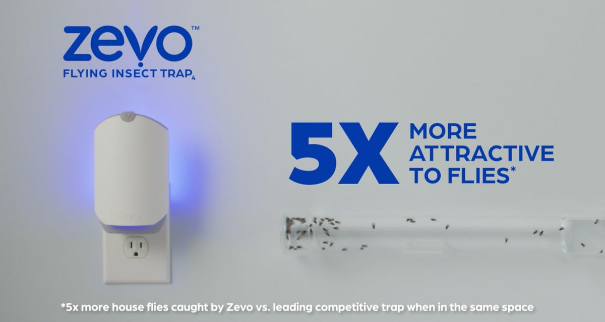Zevo Flying Insect Trap for Fruit Flies & Gnats, 2 Plug-in Bases, 2 Refills